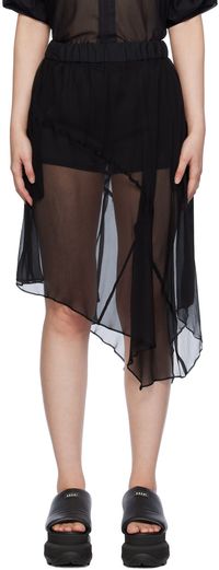 sacai Black Asymmetric Midi Skirt
