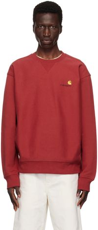 Carhartt Work In Progress Red American Script Sweatshirt