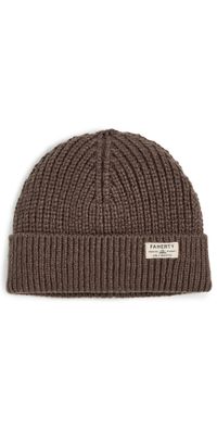 Faherty Cotton Watch Beanie Chocolate Brown One Size