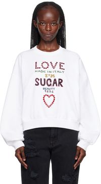 Dolce&Gabbana White Crystal-Cut Sweatshirt