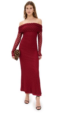 BARDOT Adoni Off Shoulder Maxi Dress Deep Red 4