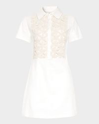 Sabrina Floral Crochet Mini Shirtdress