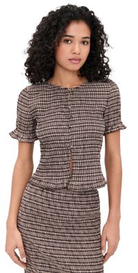Bailey Rose Plaid Blouse Chocolate S