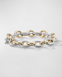 Oval Link Chain Bracelet in Silver with 18K Gold, 12mm