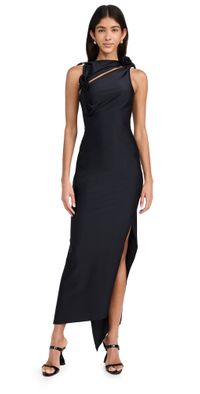 Coperni Asymmetrical Flower Gown Black XL