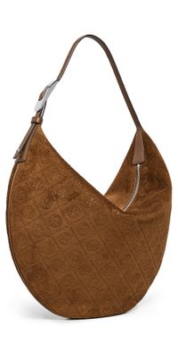 Tory Burch T Monogram Suede Balloon Bag Chicory Brown One Size