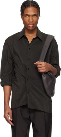 LEMAIRE Chemise brune à assemblage torsadé