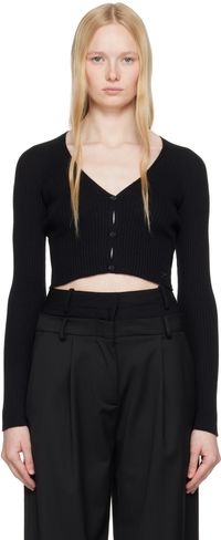 Courrèges Black Solar Light Rib Cardigan