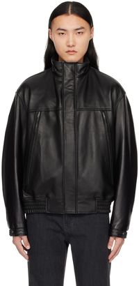 Solid Homme Black Hooded Leather Jacket