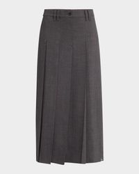 Pleated Wool Gauze Sartorial Maxi Skirt