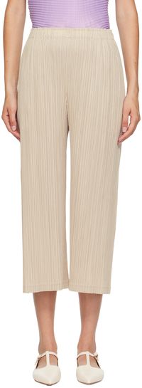 PLEATS PLEASE ISSEY MIYAKE Beige Thicker Bottoms 1 Trousers