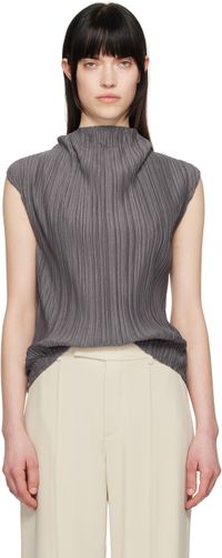 LE17SEPTEMBRE Gray Pleated Cowl Neck Top
