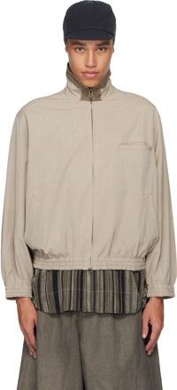 Aviva Jifei Xue Blouson de survêtement beige en coton teint en fil