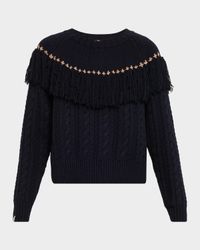 Clara Tassel Cable Knit Crewneck Sweater