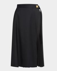 Pleated Midi Wrap Skirt