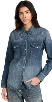Nili Lotan Travis Denim Shirt Classic Wash L