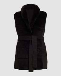 Reversible Shearling Vest with Belt