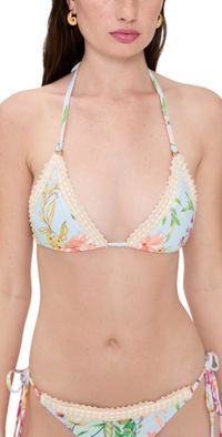 PQ Swim Kyle Crochet Trim Triangle Bikini Top Floret D