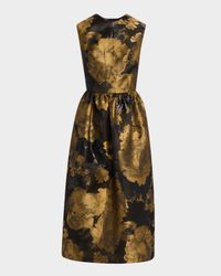 Sleeveless Abstract Jacquard Midi Dress