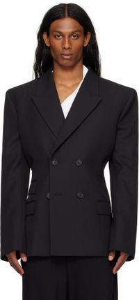 LGN Louis Gabriel Nouchi Black 4-Button Double-Breasted Blazer