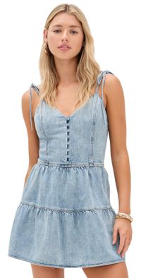 alice + olivia Shanti Button Front Tiered Mini Dress Amelia Blue 10