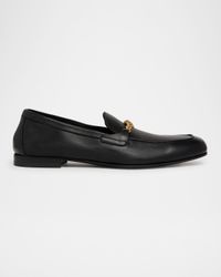Men's Leather Medusa-Chain Loafers