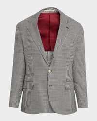 Men's Wool, Silk and Linen Houndstooth Sport Coat