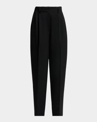 Slashed Double-Pleated Tapered-Leg Trousers