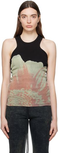 OPEN YY Black Flower Tank Top