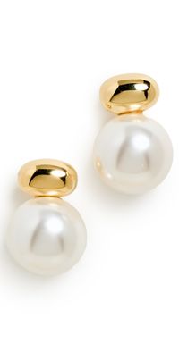 SHASHI Gold Pearl Stud Drop Earrings Pearl One Size