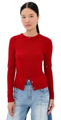 ROKH Detachable Sleeve Cardigan and Tank Top Red S