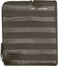AMI Paris Khaki Leather Midi Wallet