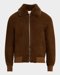 Men's Suede Shearling Bomber Jacket