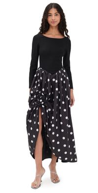 Sleeper Aurora Maxi Dress Black And White Polka Dot S