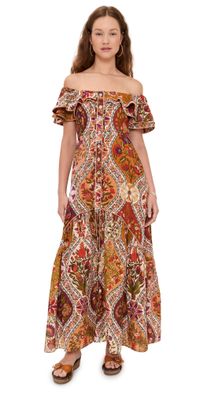 FARM Rio Off Shoulder Maxi Dress Romantic Nature Multicolor XS