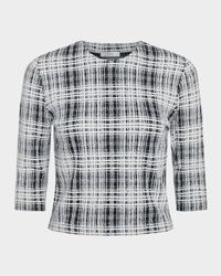 Plaid Elbow-Sleeve Top