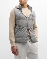 Men's Quilted Down Wool Hooded Vest