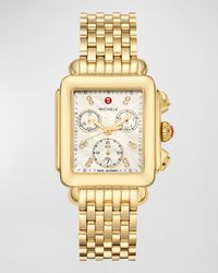 Deco Gold-Tone Diamond Dial Watch