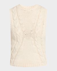 Crewneck Cable-Knit Cotton Tank