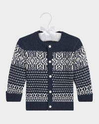 Girl's Snowflake Intarsia Cardigan, Size 3M-24M