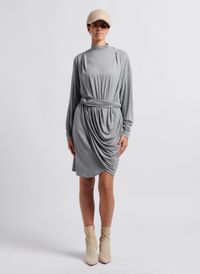 Iro - Robe courte col montant drapée - Taille M - Gris