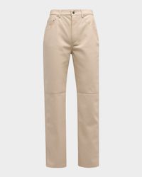 Vinni Straight-Leg Alt-Leather Crop Pants