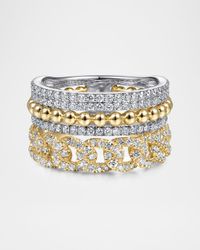 14K White and Yellow Gold Bujukan Diamond Easy Stackable Ring
