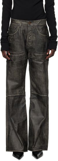 Acne Studios Black Faded Leather Pants