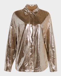 Nappa Foil Leather Shirt Jacket