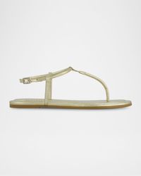 Hercu Metallic Ankle-Strap Flat Sandals