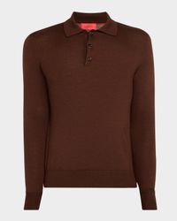 Men's Wool-Silk Blend Polo Sweater