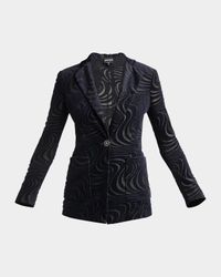 Swirl Jacquard Jersey Single-Breasted Blazer Jacket