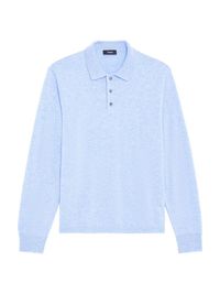 Men's Hilles Cashmere Polo Sweater - Light Blue Melange - Size XXL