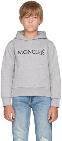 Moncler Enfant Big Kids Gray Printed Logo Hoodie